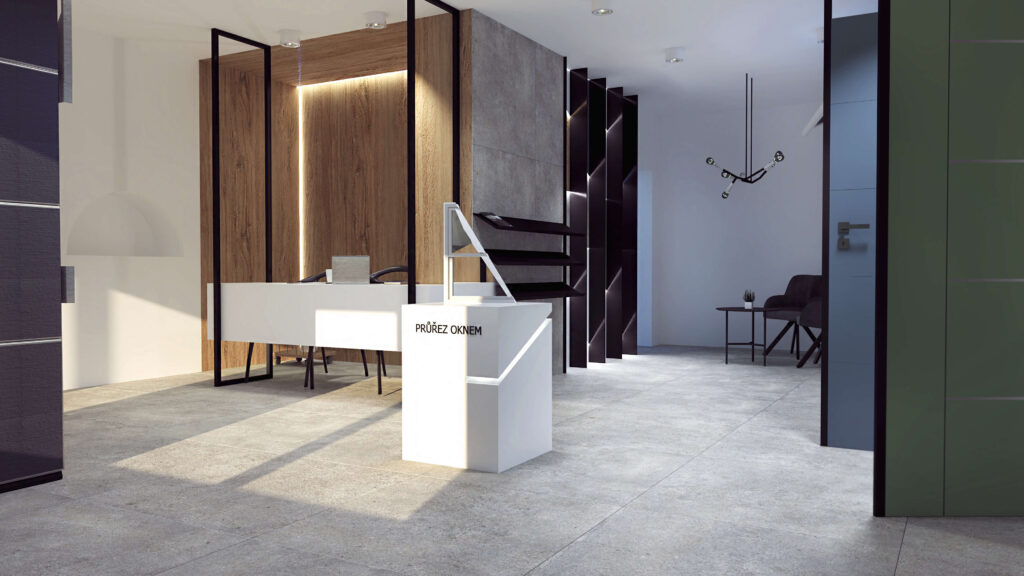 Návrh showroomu Dveře, vrata, okna a stínící technika